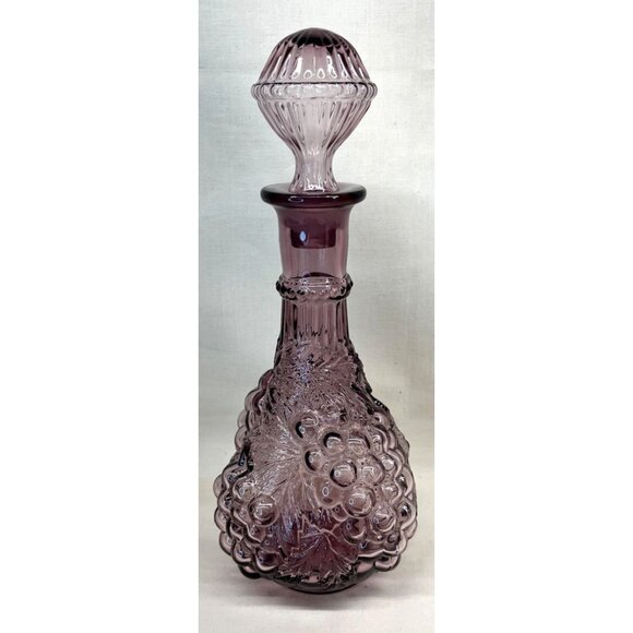 Imperial Glass Amethyst Grape Genie Bottle Decanter with Stopper 12 1/2" - Picture 2 of 7